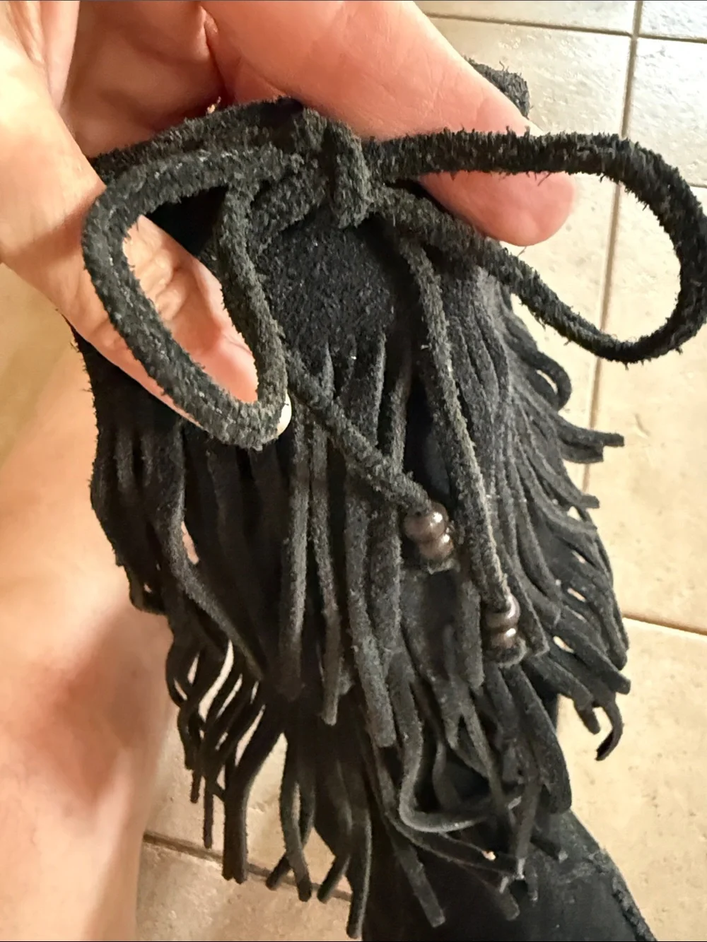 Minnetonka Black Suede Fringe Women's Boots Size 10 - Picture 11 of 12